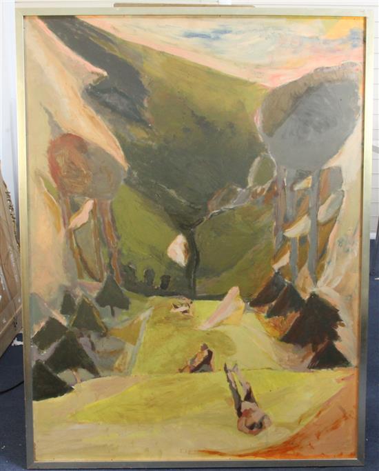 § Harold Mockford (1932-) West Dean Picnic 47.5 x 35.5in.